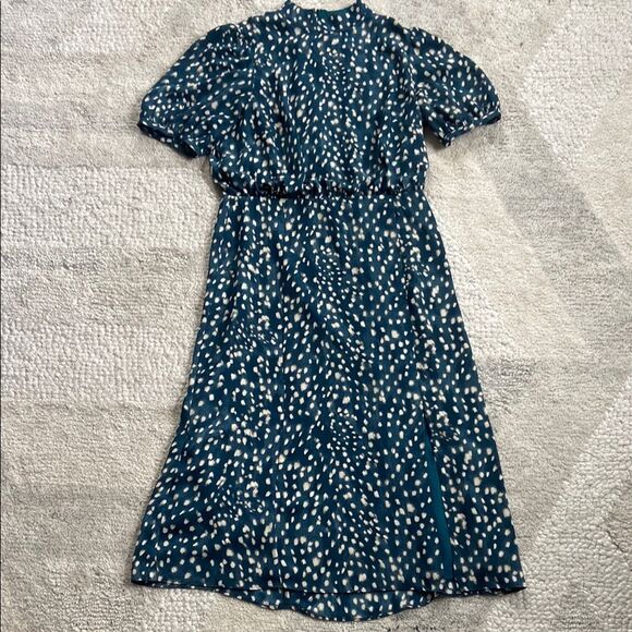 Ann Taylor Blue Polka Dot Long Sleeve Dress - Picture 2 of 12